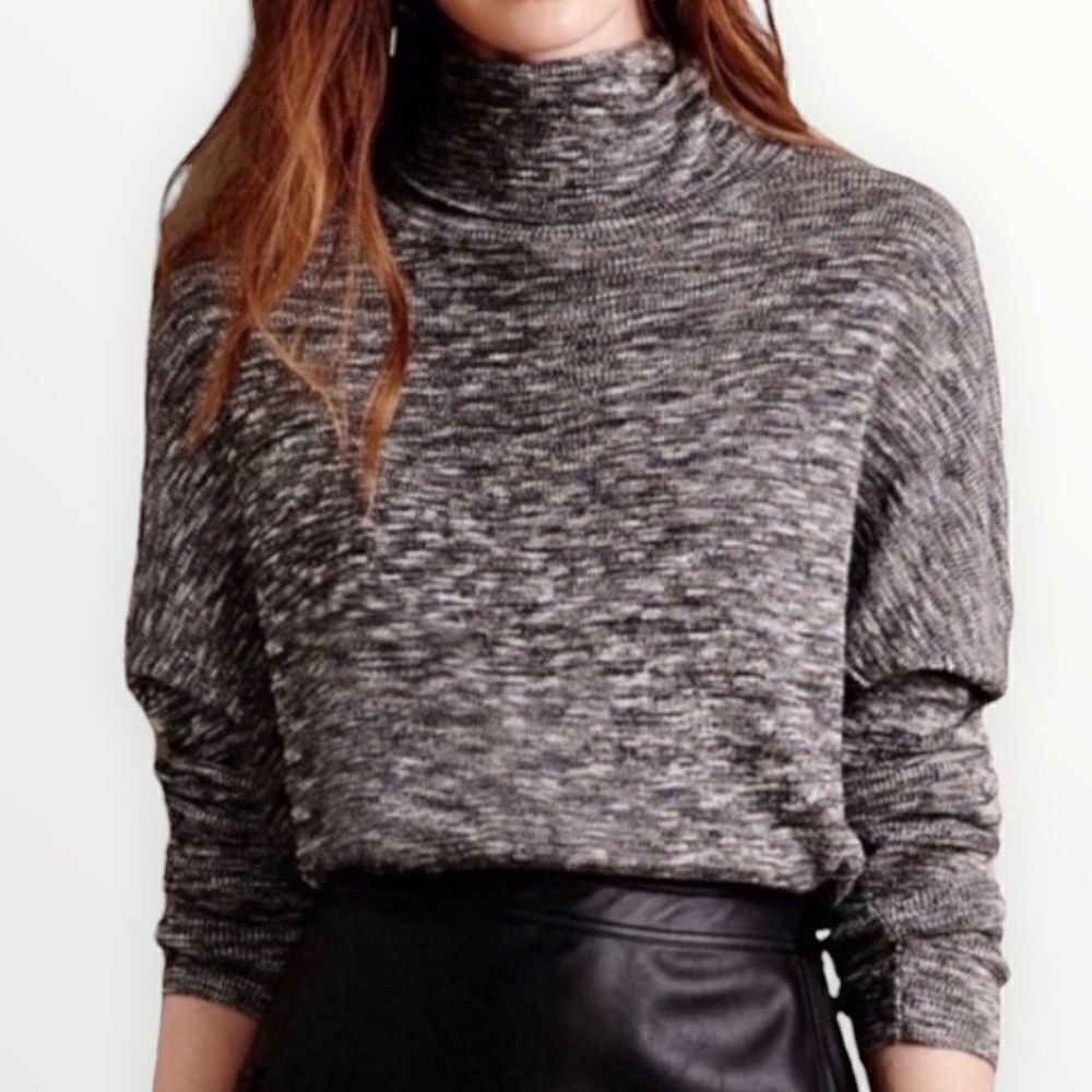 Moth | Anthropologie Marled Grey Knit Wool Blend Turtleneck Sweater Size Small